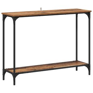 vidaXL Konsolip&ouml;yt&auml; hyllyll&auml; Vanha puu 101 x 30.5 x 75 cm Tekninen puu