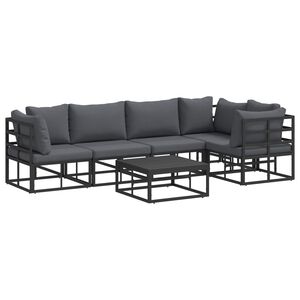 vidaXL Puutarhasohva Setti tyynyll&auml; 6 pcs Musta Alumiini