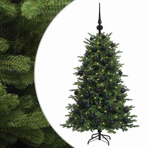 vidaXL Tekokuusi joulupalloilla 120 cm 150 LEDi&auml; L&auml;mpim&auml;n Valkoinen