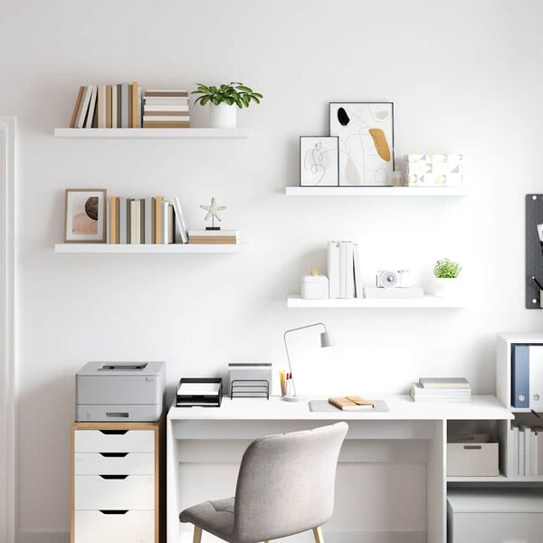 vidaXL Kelluvat sein&auml;hyllyt 4 kpl valkoinen 90x23,5x3,8 cm MDF