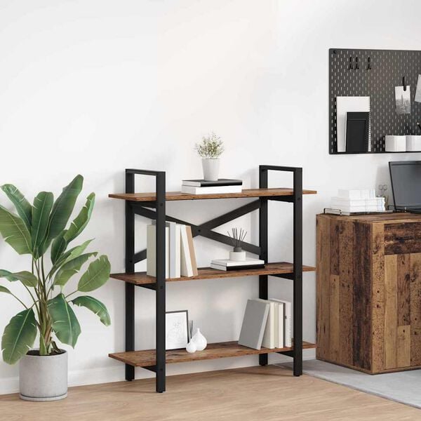 vidaXL Kirjahylly Vanha Puu 100 x 33,5 x 102 cm Tekninen puu