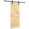 vidaXL Liukuovi Luonnollinen ja musta 85 x 210 cm Massiivinen m&auml;nty