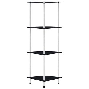 vidaXL 4-kerroksinen hylly musta 30x30x100 cm karkaistu lasi