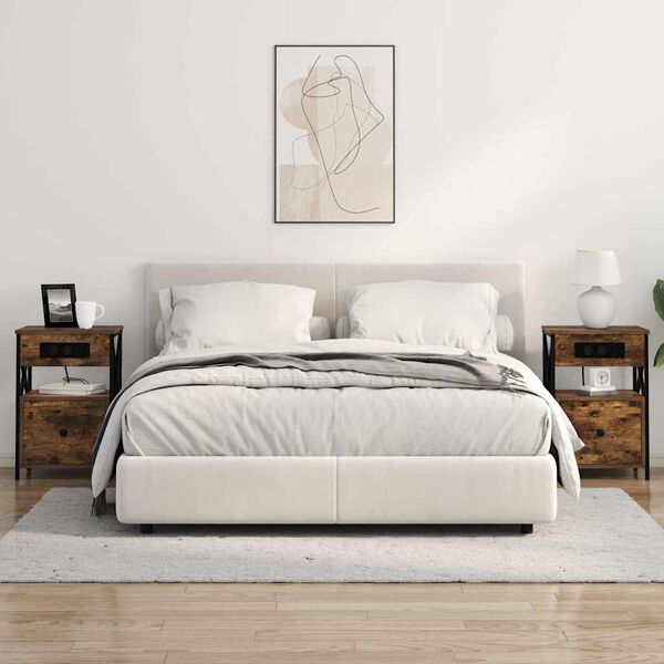 vidaXL Y&ouml;p&ouml;yt&auml;kaappi 2 pcs Savup&auml;hkin&auml; 40 x 31 x 60 cm Tekninen puu