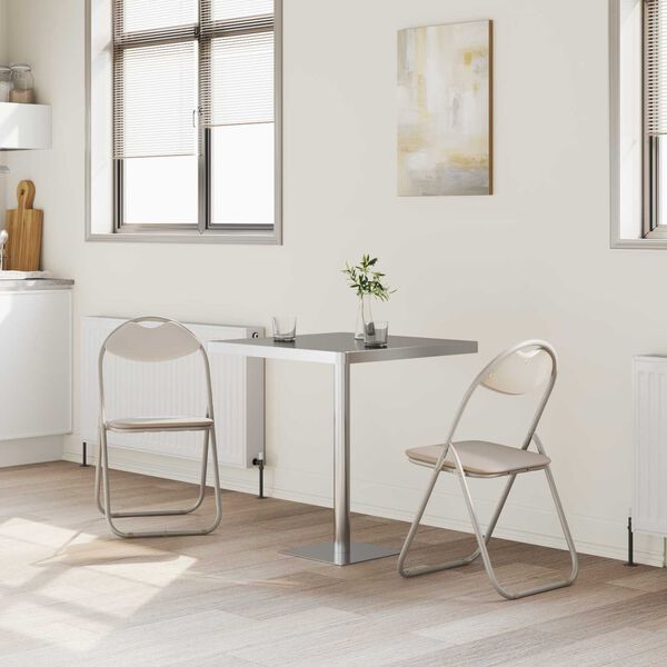 vidaXL Kangasl&auml;pp&auml;tuoli 2 pcs Hiekka 48 x 43,5 x 81 cm Nahkavaatetus