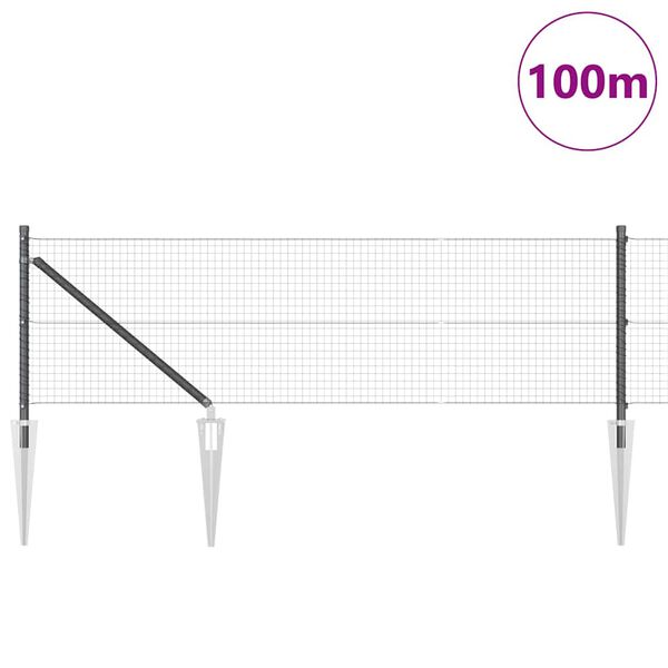 vidaXL Aitalatu Harmaa 100 x 0,6 m (25 x 25 mm verkko) Ter&auml;s ja PVC