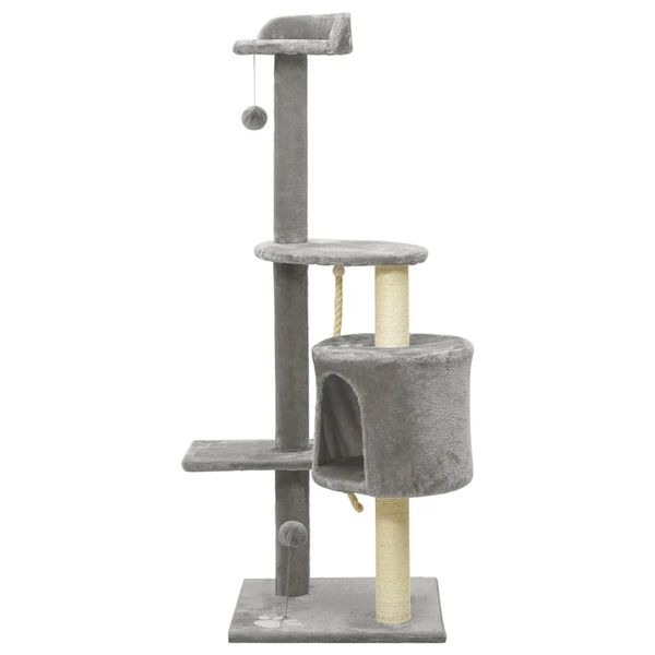 vidaXL Kissan kiipeilypuu sisal-pylv&auml;ill&auml; harmaa 120 cm
