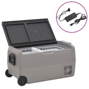 vidaXL Kylm&auml;laukku py&ouml;rill&auml; ja adapterilla mustaharmaa 36 l PP & PE