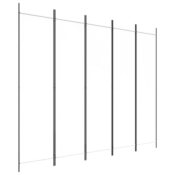 vidaXL 5-paneelinen tilanjakaja valkoinen 250x200 cm kangas