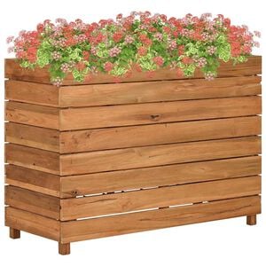 vidaXL Korotettu kukkalaatikko 100x40x72 cm kierr&auml;tetty tiikki/ter&auml;s