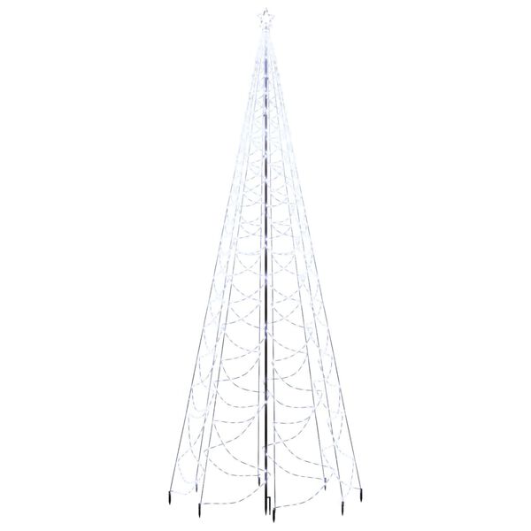 vidaXL Joulukuusi metallitolpalla 1400 LED-valolla kylm&auml; valkoinen 5 m