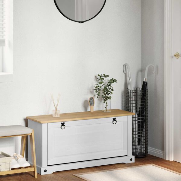 vidaXL Kenk&auml;kaappi Corona Valkoinen 99 x 32 x 49 cm Massiivinen m&auml;nty