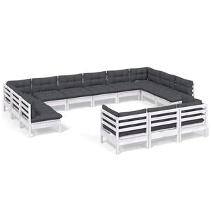 vidaXL 13-osainen Puutarhasohvasarja tyynyill&auml; valkoinen m&auml;nty