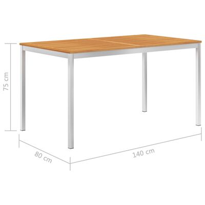 vidaXL Puutarhan ruokapöytä 150x150x75 cm tiikki ja ruostumaton teräs