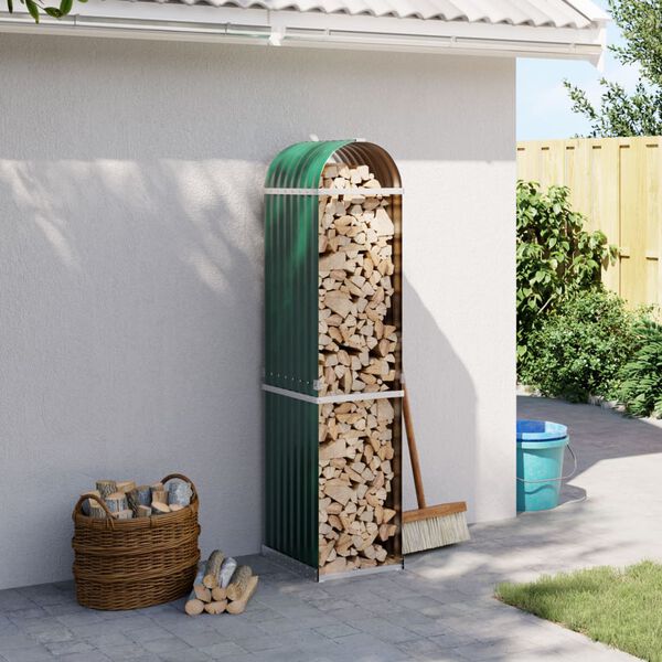 vidaXL Polttopuuteline vihre&auml; 40x45x170 cm galvanoitu ter&auml;s