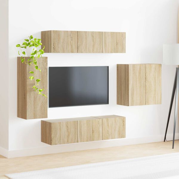 vidaXL Sein&auml;kiinnitett&auml;v&auml; 6 pcs Sonoman tammi