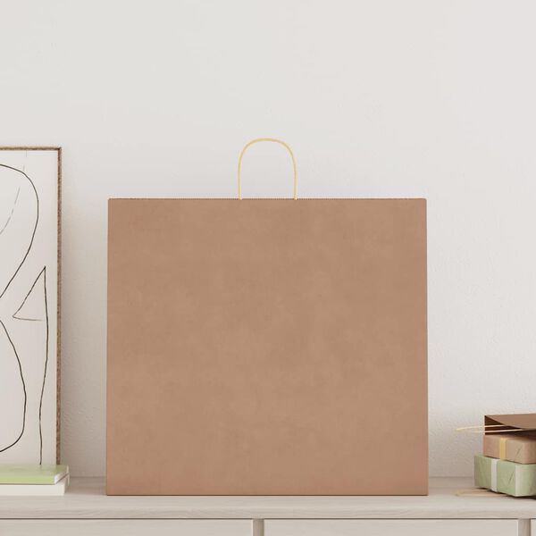 vidaXL Paperikassit 50 kpl kahvoilla ruskea 54x15x49 cm