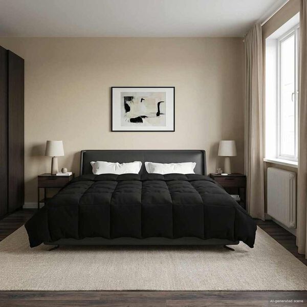 vidaXL Kes&auml;peitto Quiltottu Musta 220 x 240 cm Mikrokuitu