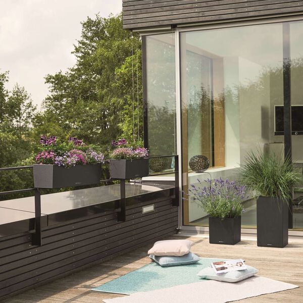 LECHUZA Kukkalaatikko BALCONERA Stone 50 ALL-IN-ONE musta