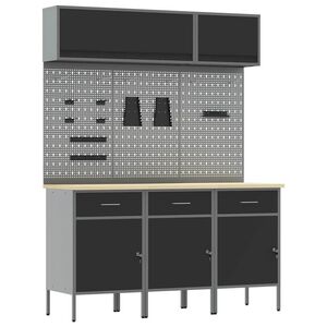 vidaXL Ty&ouml;p&ouml;yt&auml;kaappisarja laatikon kanssa s&auml;ilytystilassa 8 pcs Musta