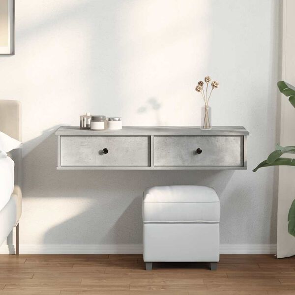 vidaXL Sein&auml;hylly laatikoilla betoninharmaa 100x37,5x19cm tekninen puu