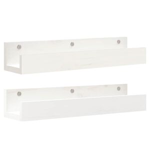 vidaXL Sein&auml;hyllyt 2 kpl valkoinen 50x12x9 cm t&auml;ysi m&auml;nty