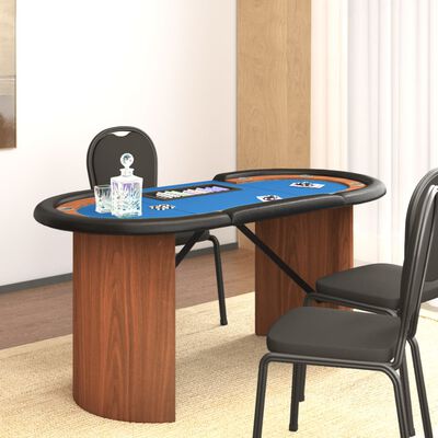 vidaXL 10 pelaajan pokeripöytä pelimerkkipidike sininen 160x80x75 cm