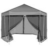 vidaXL Kuusikulmainen pop-up juhlateltta 6 sein&auml;&auml; Harmaa 3,6x3,1 m