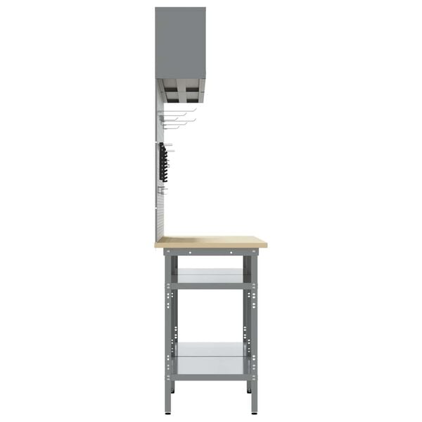 vidaXL Ty&ouml;p&ouml;yt&auml;setti hyllyll&auml; lukkoon 8 pcs Harmaa Jauhemaalattu Ter&auml;s