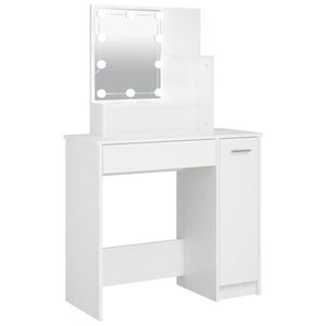 VidaXL Peilip&ouml;yt&auml; LED-valoilla valkoinen 86,5x35x136 cm