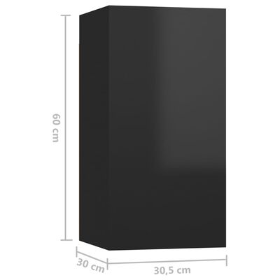 vidaXL TV-tasot 4 kpl korkeakiilto musta 30,5x30x60 cm lastulevy