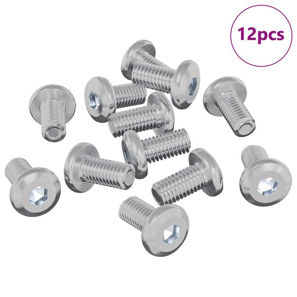 vidaXL Lukitusruuvi Yksiv&auml;rinen 12 pcs Hopea M6 x 12 mm Ter&auml;s
