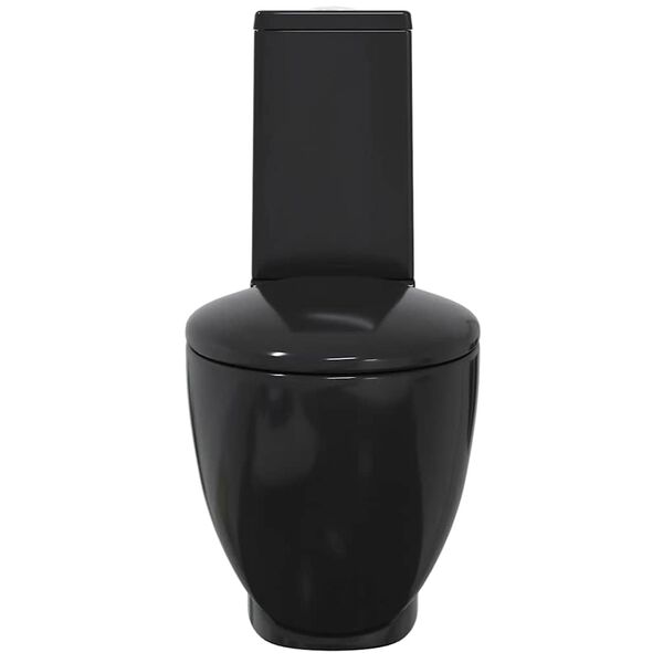 vidaXL Keraaminen WC-istuin py&ouml;re&auml; alapuolinen veden virtaus musta