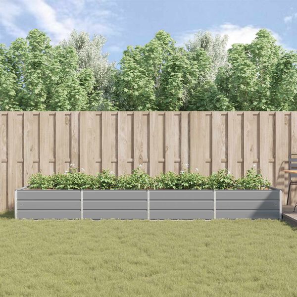 vidaXL Kukkalaatikko Vaaleanharmaa 195 x 100 x 45 cm Galvanoitu ter&auml;s