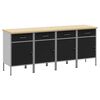 vidaXL Ty&ouml;p&ouml;yt&auml;kaappi lukkoon 4 kpl Mustat ja harmaa 200 x 55 x 85 cm