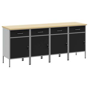 vidaXL Ty&ouml;p&ouml;yt&auml;kaappi lukkoon 4 kpl Mustat ja harmaa 200 x 55 x 85 cm