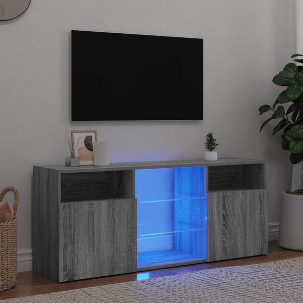 vidaXL TV-taso LED-valoilla harmaa Sonoma 120x30x50 cm