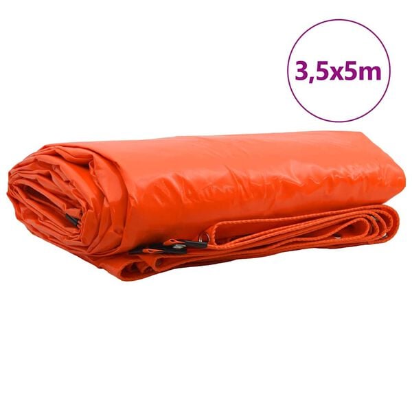vidaXL Pressu 650g / m&sup2; Oranssi 3,5 x 5 m Kangas PVC-pinnoitteella
