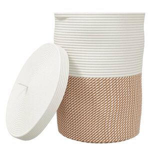 vidaXL S&auml;ilytyskori kannella ruskea ja valkoinen &Oslash;37x50 cm puuvilla