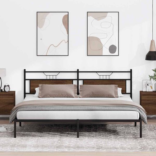 vidaXL S&auml;ngynrunko ilman patjaa ruskea tammi 193x201 cm tekninen puu