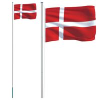 vidaXL Tanskan lippu ja lipputanko 6,23 m alumiini