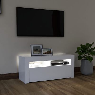 vidaXL TV-taso LED-valoilla valkoinen 90x35x40 cm