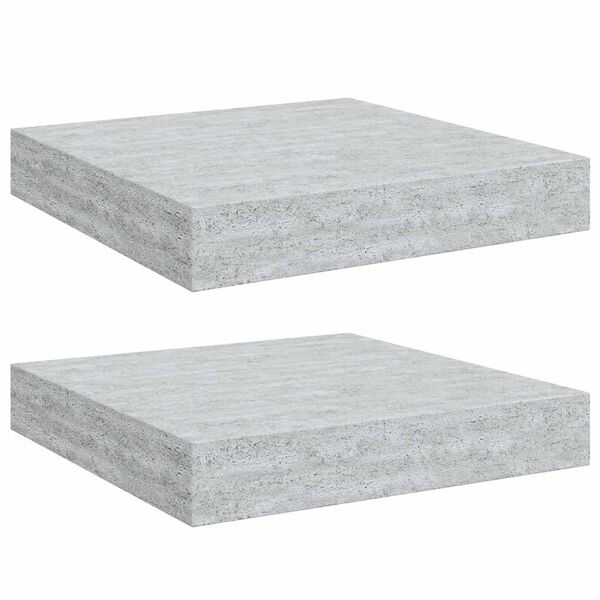 vidaXL Kelluvat sein&auml;hyllyt 2 kpl betoninharmaa 23x23,5x3,8 cm MDF