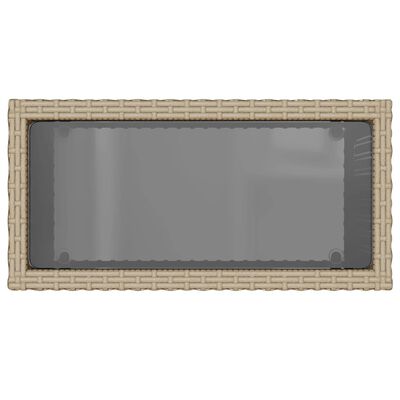 vidaXL Puutarhan sivupöytä lasilevyllä beige 58x27,5x55 cm PE-rottinki