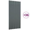 vidaXL Kattopaneeli 36 kpl galvanoitu ter&auml;s antrasiitti 80x36 cm
