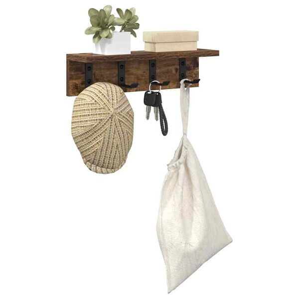 vidaXL Sein&auml;lle asennettava takkihylly Savup&auml;hkin&auml; 40 x 10,5 x 10,5 cm