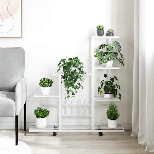 vidaXL Kukkateline py&ouml;rill&auml; 94,5x25x92,5 cm valkoinen metalli