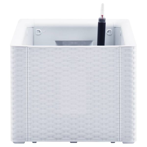 vidaXL Kukkalaatikko itsekastelujärjestelmällä valkoinen 100x43x33 cm