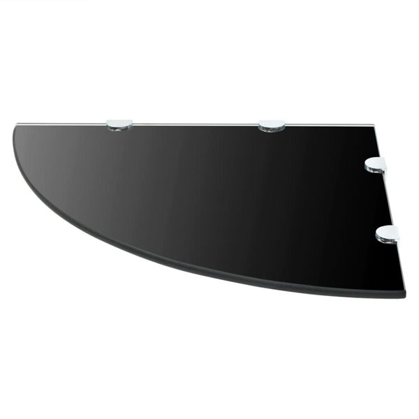 vidaXL Kulmahyllyt 2 kpl kromisilla kiinnikkeillä musta lasi 45x45 cm