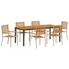 vidaXL Piharuokailu setti 7 pcs Beige ja Ruskea polyrottinki